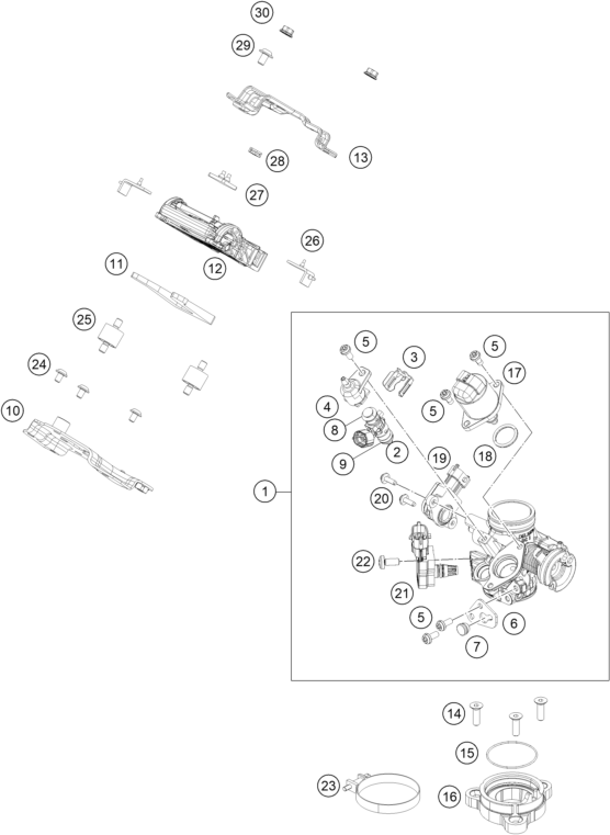 Sprängskiss: Throttle Body – KTM 200 DUKE, orange, w/o ABS - CKD 2021