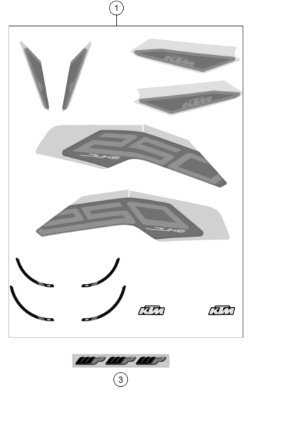 Sprängskiss: Decal – KTM 250 DUKE, black - B.D. 2021