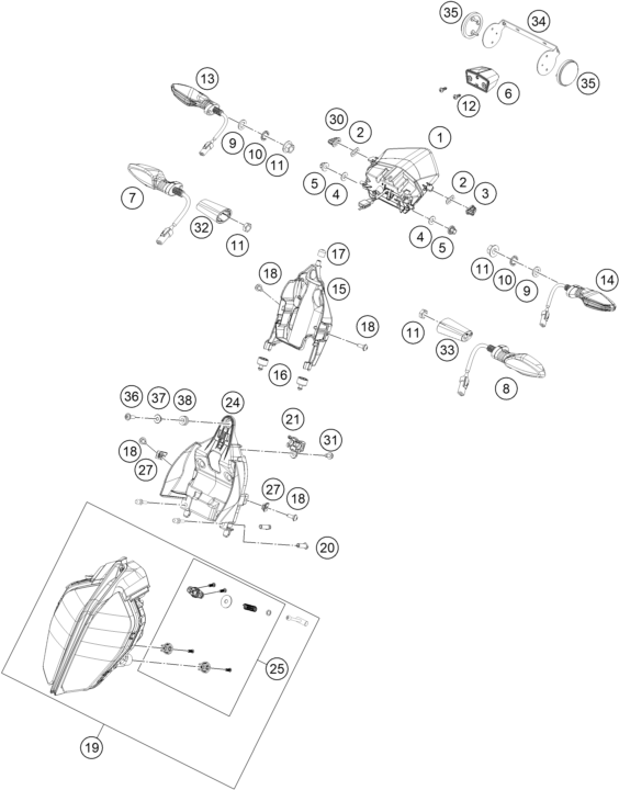 Sprängskiss: Lighting System – KTM 390 DUKE, silver - B.D. 2021