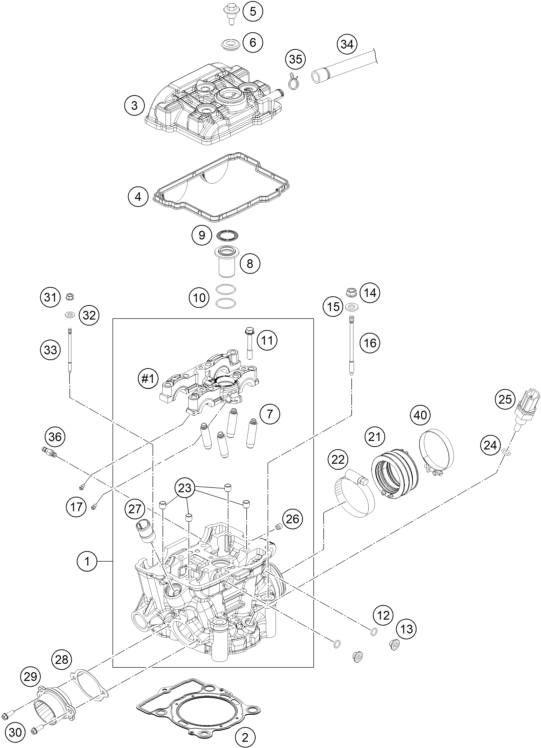 Sprängskiss: Cylinder Head – KTM 250 EXC-F SIX DAYS 2022