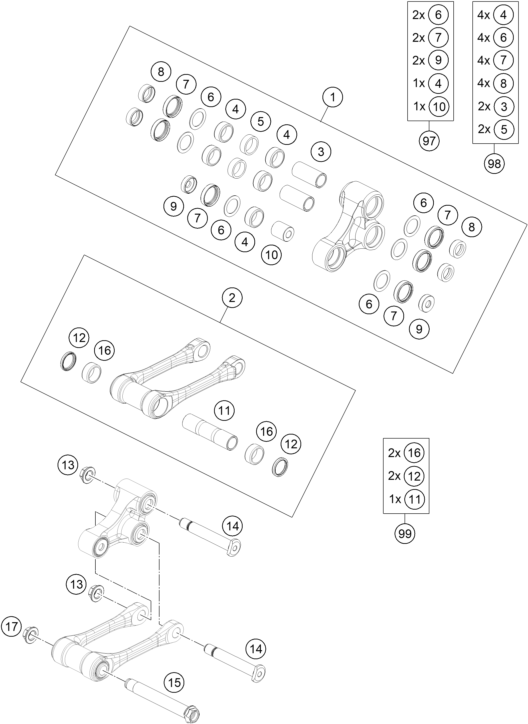 Sprängskiss: Pro Lever Linking – KTM 450 SX-F 2023
