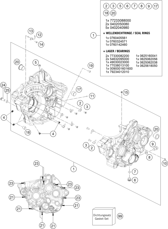 Sprängskiss: Engine Case – KTM 250 SX-F FACTORY EDITION 2022