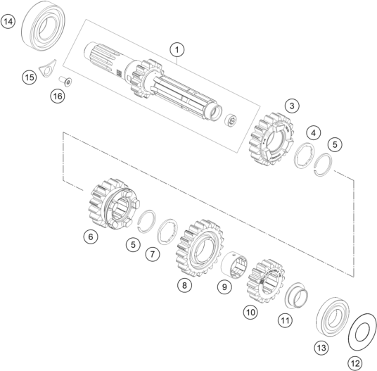 Sprängskiss: Transmission I - Main Shaft – KTM 250 SX-F 2026