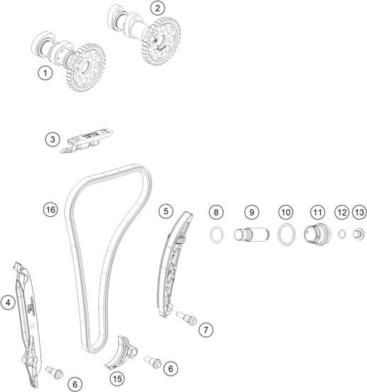 Sprängskiss: Timing Drive – KTM 250 XC-F 2026