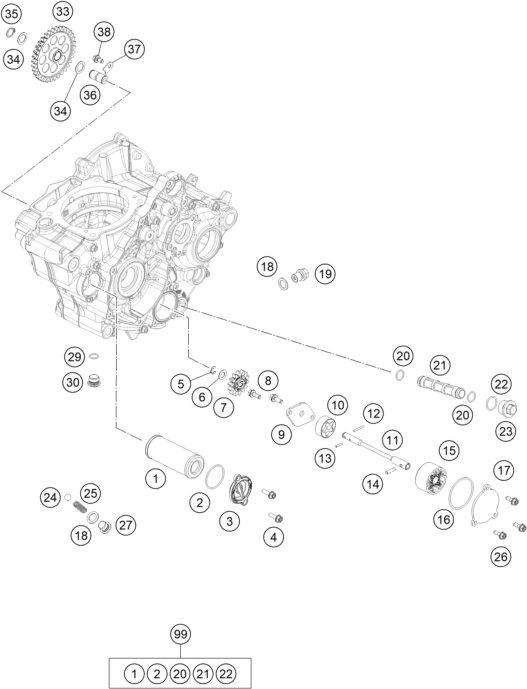 Sprängskiss: Lubricating System – KTM 250 XC-F 2026