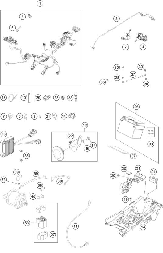 Sprängskiss: Wiring Harness – KTM 250 EXC TPI 2022