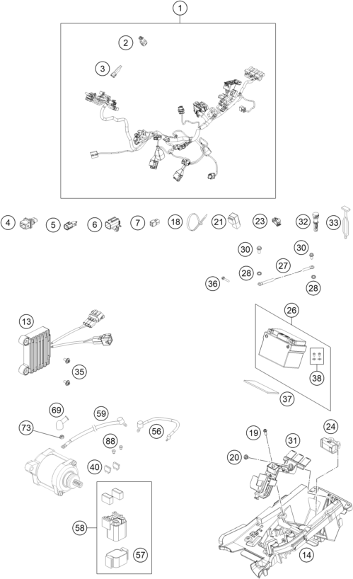Sprängskiss: Wiring Harness – KTM 300 EXC SIX DAYS TPI 2022