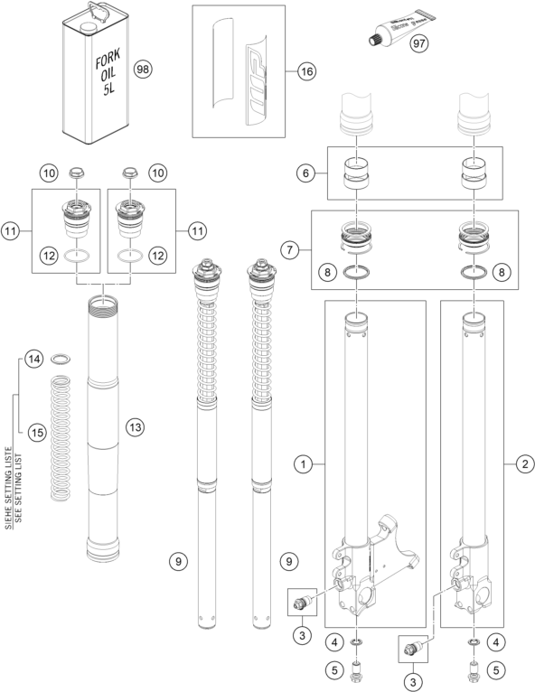 Sprängskiss: Front Fork Disassembled – KTM RC4 R 2022