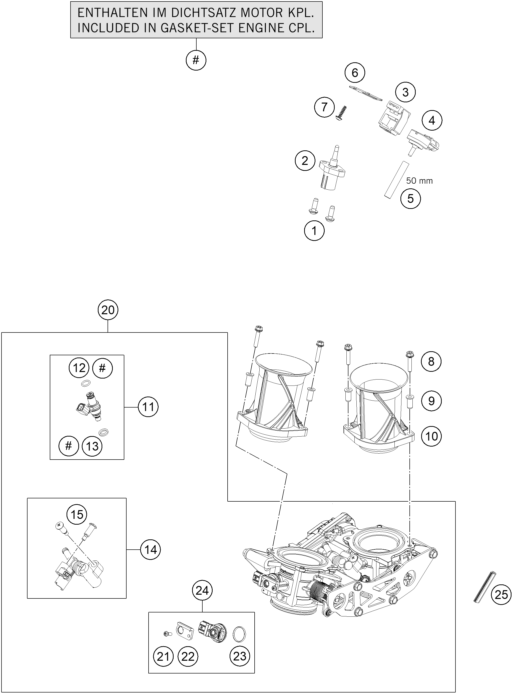 Sprängskiss: Throttle Body – KTM KTMR2R 1290 SUPER DUKE GT, orange 2022