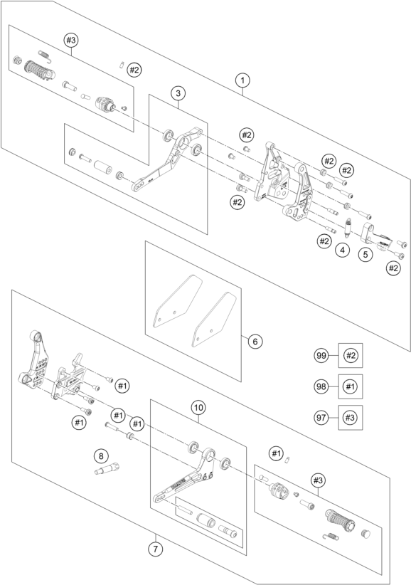 Sprängskiss: Footpegs – KTM BRABUS 1300 R, black 2022