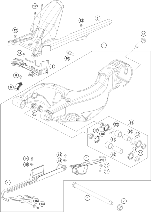 Sprängskiss: Swing Arm – KTM BRABUS 1300 R, black 2022