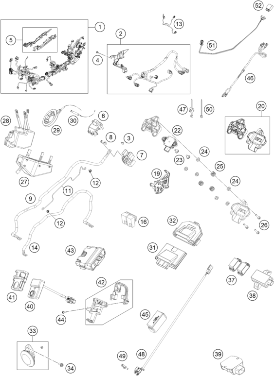 Sprängskiss: Wiring Harness – KTM BRABUS 1300 R, black 2022