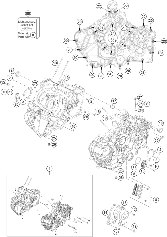 Sprängskiss: Engine Case – KTM BRABUS 1300 R, black 2022