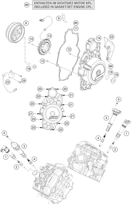 Sprängskiss: Ignition System – KTM KTMR2R 1290 SUPER DUKE R, orange 2023