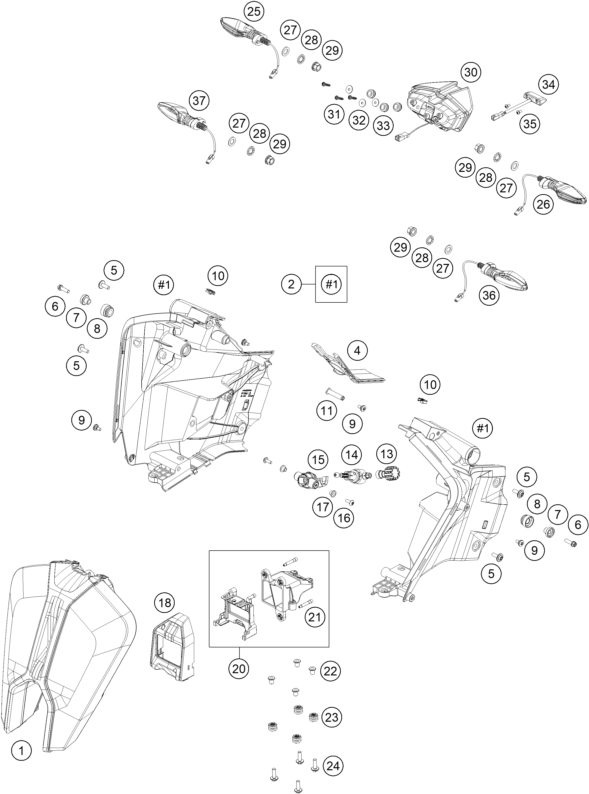 Sprängskiss: Lighting System – KTM 1290 SUPER ADVENTURE S, orange 2022
