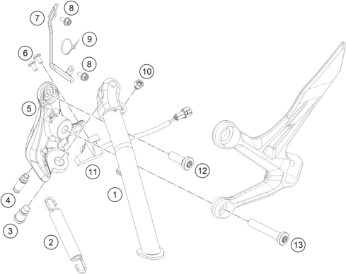Sprängskiss: Side / Center Stand – KTM 790 DUKE, grey 2022
