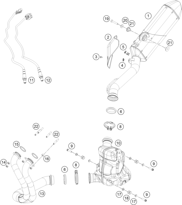 Sprängskiss: Exhaust System – KTM 790 ADVENTURE, orange - CKD 2022