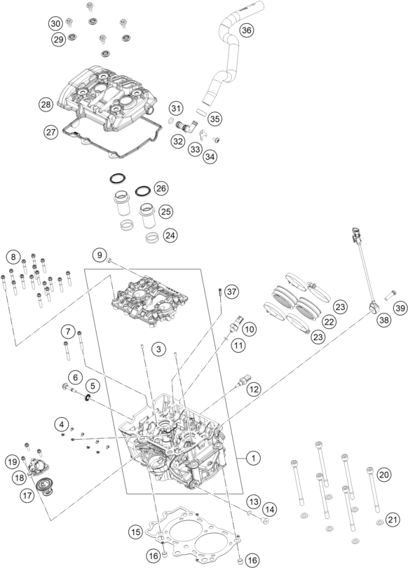 Sprängskiss: Cylinder Head – KTM 790 DUKE, black - D.D. 2027