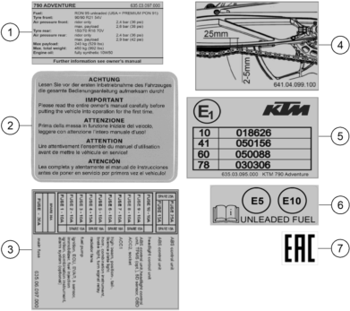 Sprängskiss: Technic Information Sticker – KTM 790 ADVENTURE,white-CKD w/o engine 2022