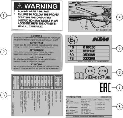 Sprängskiss: Technic Information Sticker – KTM 790 ADVENTURE, orange - CKD 2022