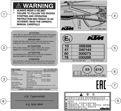 Sprängskiss: Technic Information Sticker – KTM 790 DUKE, grey 2022