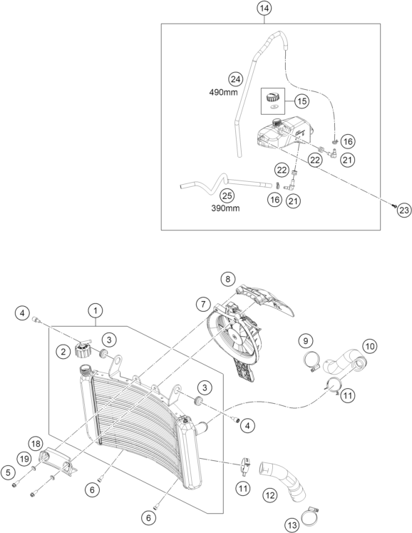 Sprängskiss: Cooling System – KTM 790 DUKE, black - D.D. 2026
