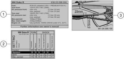 Sprängskiss: Technic Information Sticker – KTM 890 DUKE R CKD 2022