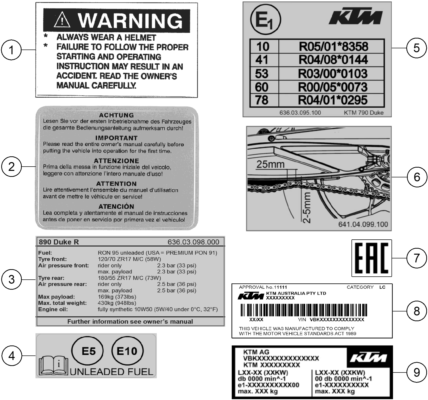 Sprängskiss: Technic Information Sticker – KTM 890 DUKE GP, orange 2022