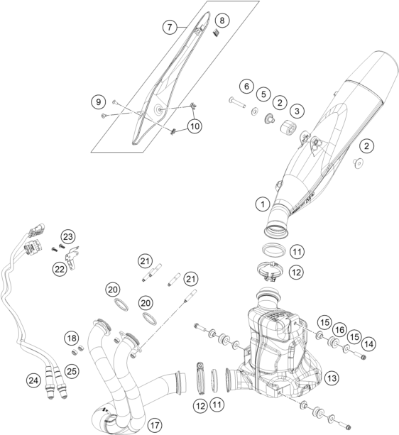 Sprängskiss: Exhaust System – KTM 790 DUKE, orange 2023