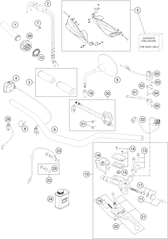 Sprängskiss: Handlebar, Controls – KTM KTM 450 RALLY REPLICA 2023