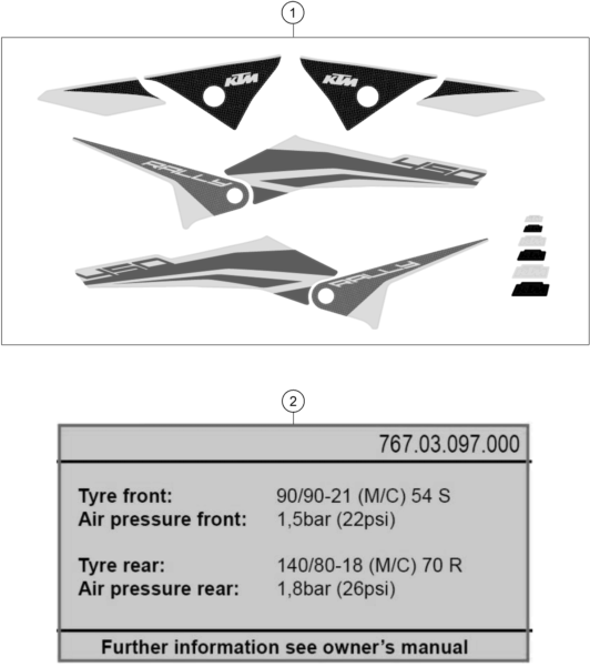 Sprängskiss: Decal – KTM KTM 450 RALLY REPLICA 2023