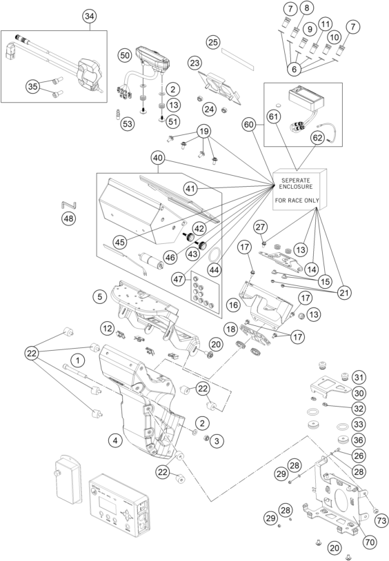 Sprängskiss: Instruments / Lock System – KTM KTM 450 RALLY REPLICA 2023
