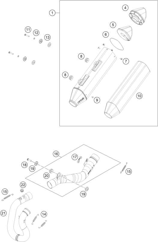 Sprängskiss: Exhaust System – KTM 250 EXC-F CKD 2023