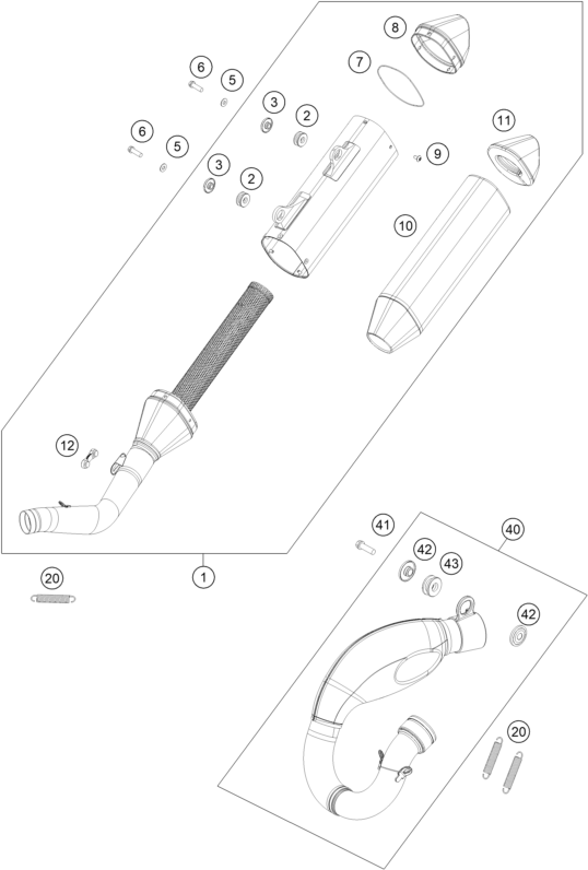 Sprängskiss: Exhaust System – KTM 250 XC-F 2026