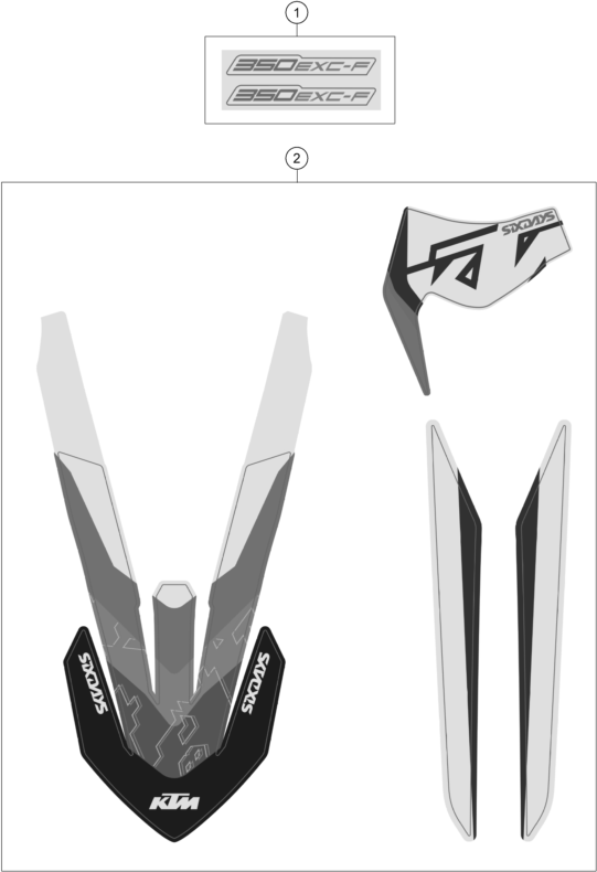Sprängskiss: Decal – KTM 350 EXC-F SIX DAYS 2022