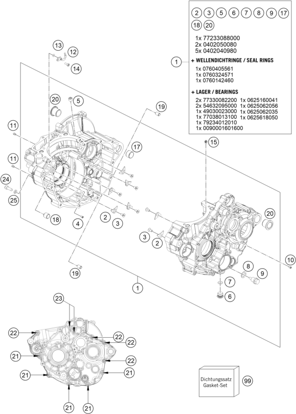 Sprängskiss: Engine Case – KTM 250 SX-F 2022