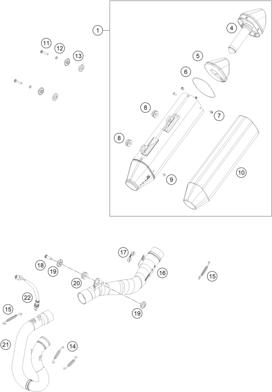 Sprängskiss: Exhaust System – KTM 350 EXC-F 2022