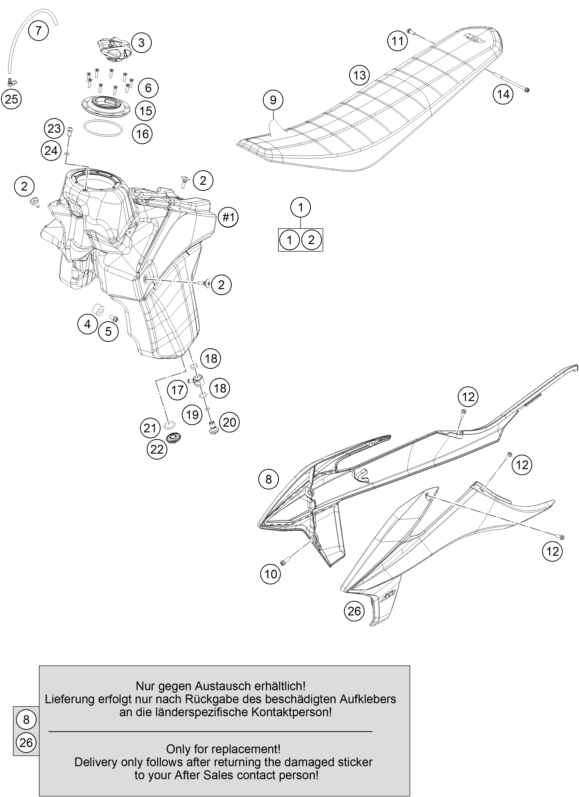 Sprängskiss: Tank, Seat – KTM 350 XC-F FACTORY EDITION 2022