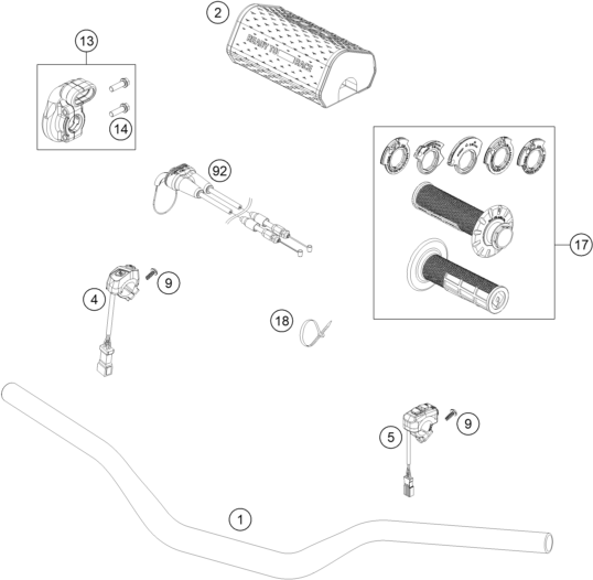 Sprängskiss: Handlebar, Controls – KTM 450 SX-F 2027
