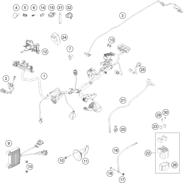 Sprängskiss: Wiring Harness – KTM 450 EXC-F 2022