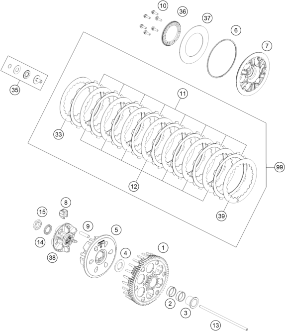Sprängskiss: Clutch – KTM 450 XCF-W 2026