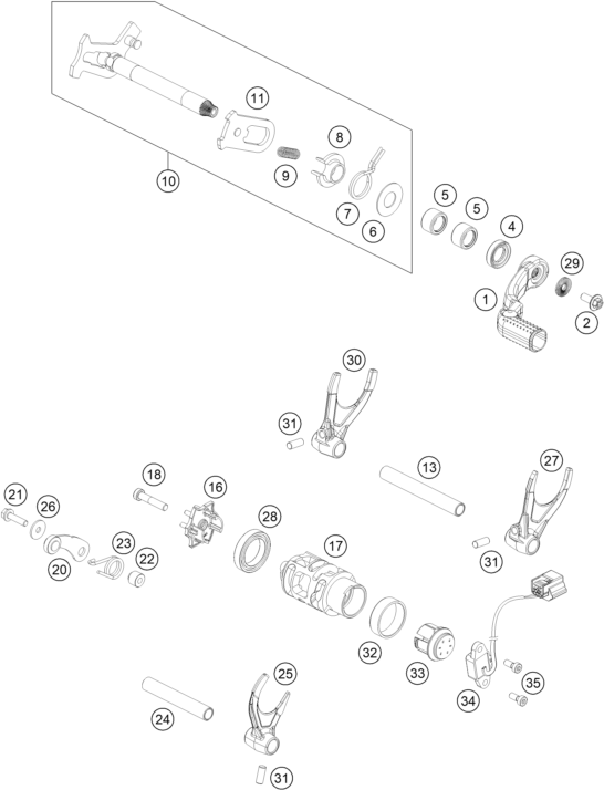 Sprängskiss: Shifting Mechanism – KTM 450 SMR 2021