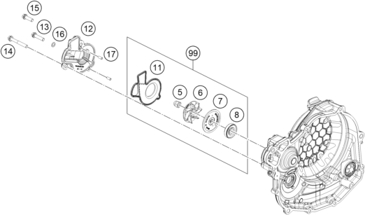 Sprängskiss: Water Pump – KTM 450 SMR 2026