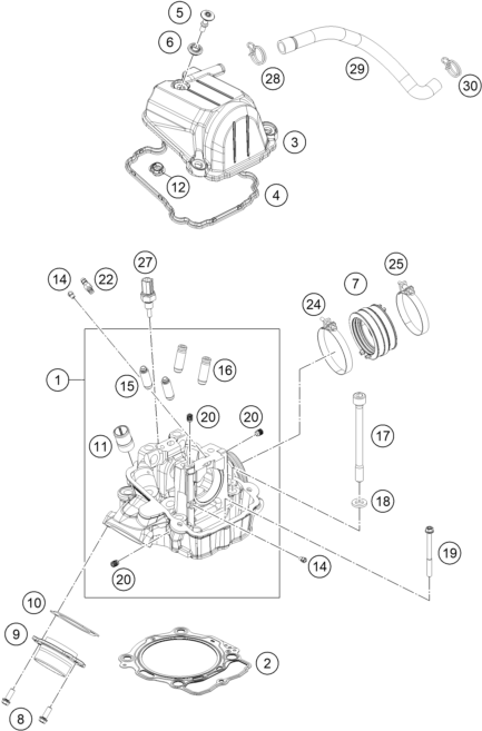 Sprängskiss: Cylinder Head – KTM 500 XCF-W 2022