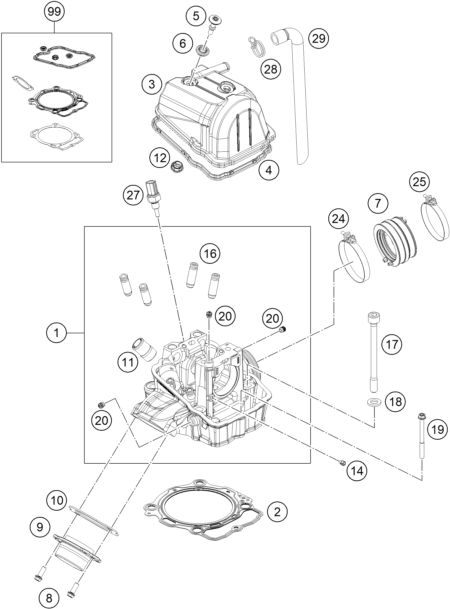 Sprängskiss: Cylinder Head – KTM 450 SMR 2026