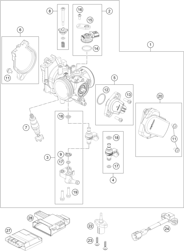 Sprängskiss: Throttle Body – KTM 450 SMR 2023
