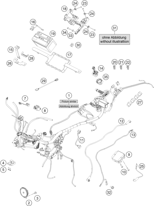 Sprängskiss: Wiring Harness – KTM 125 DUKE, black 2022
