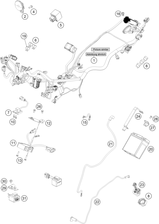 Sprängskiss: Wiring Harness – KTM 200 DUKE, orange, w/o ABS - CKD 2022