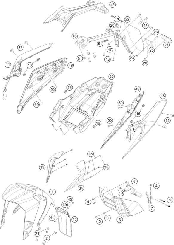 Sprängskiss: Mask, Fenders – KTM 250 DUKE, black - B.D. 2022