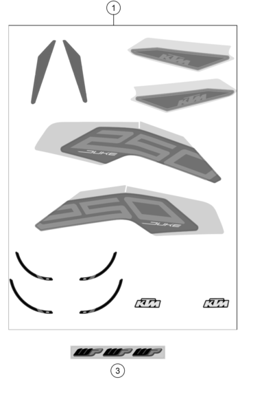 Sprängskiss: Decal – KTM 250 DUKE, black CKD 2022